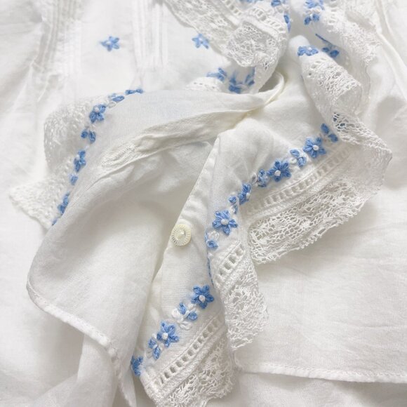 Doen blue embroidered floral shirt - Picture 6 of 9